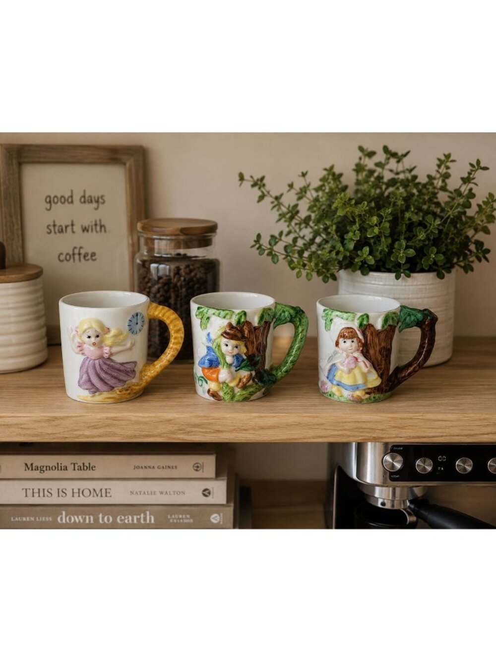 JSNY Taiwan Storybook Characters Ceramic Dimensional Mugs Set Of 3 Classic